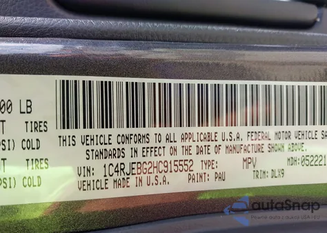 2017 Jeep Grand Cherokee Limited 4X2 z USA, uszkodzony, nr VIN 1C4RJEBG2HC915552